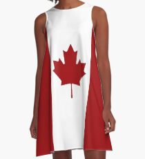 Canada: Canadian Flag (Red & White) A-Line Dress