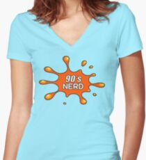 90's Nerd Splat Retro Women's Fitted V-Neck T-Shirt