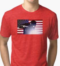 Welding: Welder & American Flag Tri-blend T-Shirt