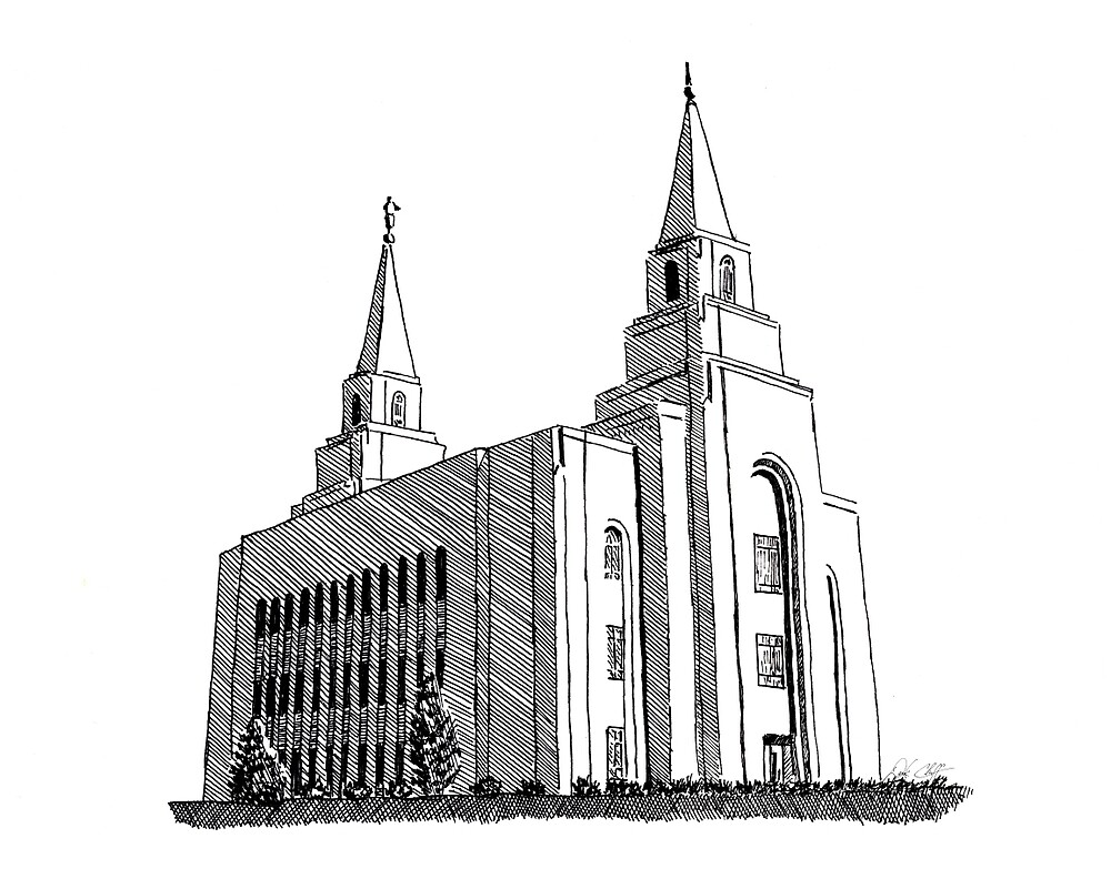 "Kansas City LDS Temple Ink Drawing" by DSC Arts Redbubble