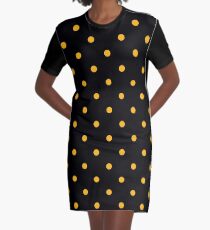 Polka Dots: Gold on Black Graphic T-Shirt Dress