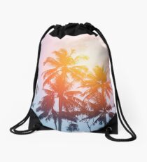 Beach sunset at the coast line Drawstring Bag