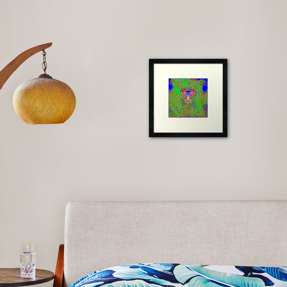Polar aurora cat Framed Art Print