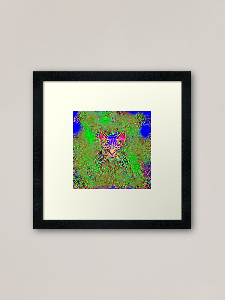 Alternate view of Polar aurora cat Framed Art Print