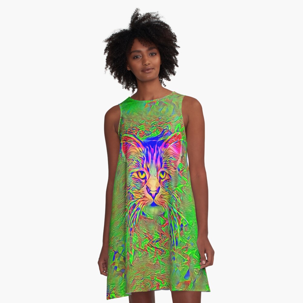 Polar aurora cat A-Line Dress