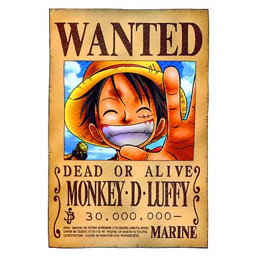 Affiche Avis de Recherche LUFFY prime 3 milliards, One Piece