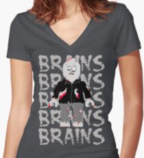 BRAINS BRAINS BRAINS BRAINS BRAINS Women's Fitted V-Neck T-Shirt