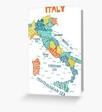 Italy decorative hand drawn map with regions. Greeting Card