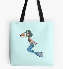 Mermaid and her Puffer Fish pal Tote Bag