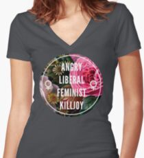 Wütender liberaler feministischer Killjoy Tailliertes T-Shirt mit V-Ausschnitt