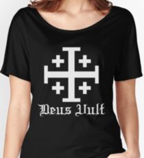 Crusader Cross - Deus Vult - White Women's Relaxed Fit T-Shirt