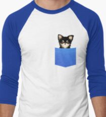 Funny Chihuahua In A Pocket Cute Realistic Puppy Men's Baseball ¾ T-Shirt