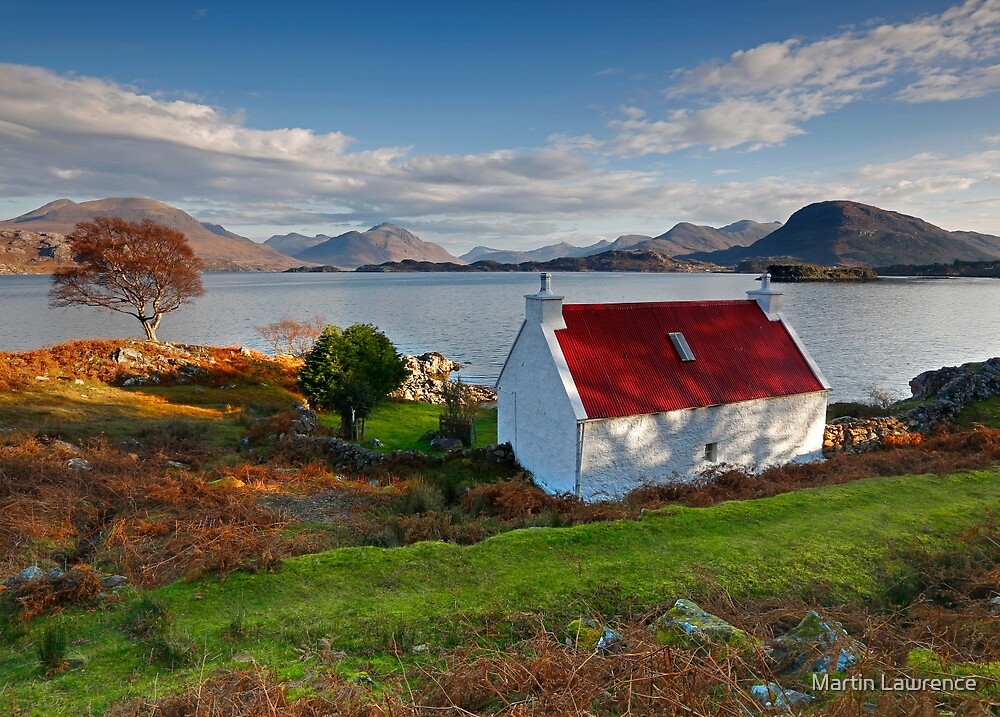 "The famous Red Roof cottage at Upper Loch Torridon Scotland " by
