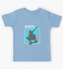 Skate Boarding Skater Silhouette Jumping Freestyle Graphic Kids T-Shirt