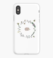 Hedgehog and Little Bees Floral Wreath iPhone Case/Skin