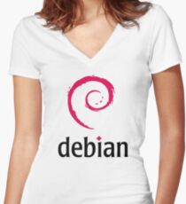 Debian Women's Fitted V-Neck T-Shirt