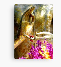 Buddha Hands And Flowers Canvas Print