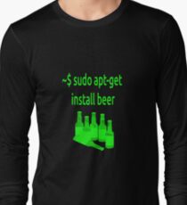Linux sudo apt-get install beer Long Sleeve T-Shirt