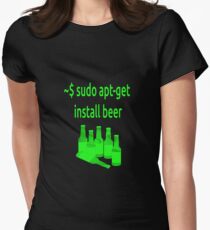 Linux sudo apt-get install beer Women's Fitted T-Shirt
