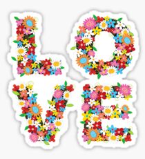 LOVE Spring Flowers in Red Sticker