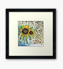 Watercolor and Ink Sunflower Framed Print