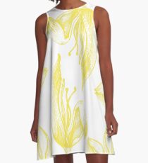 tulip line pattern yellow A-Line Dress