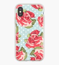 Pink & Blue Rose Pattern iPhone Case