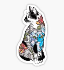 Katze in Lotus Tattoo Sticker