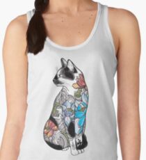 Cat in Lotus Tattoo Women's Tank Top
