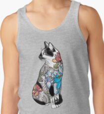 Katze in Lotus Tattoo Tanktop für Männer