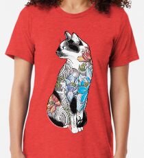Katze in Lotus Tattoo Vintage T-Shirt