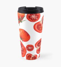 Watercolor seamless pattern with tomatoes. Travel Mug