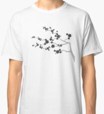 Black Oriental Cherry Blossoms | Zen Japanese Sakura Flowers Classic T-Shirt