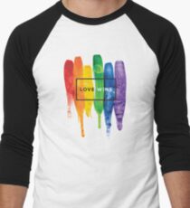 Aquarell LGBT Liebe gewinnt Regenbogen-Farbe typografisch Baseballshirt mit 3/4-Arm