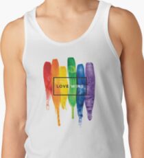 Watercolor LGBT Love Wins Rainbow Paint Typographic Tank Top