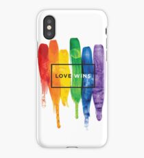 Watercolor LGBT Love Wins Rainbow Paint Typographic iPhone Case