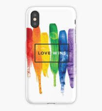 Watercolor LGBT Love Wins Rainbow Paint Typographic iPhone Case