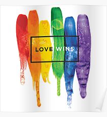 Aquarell LGBT Liebe gewinnt Regenbogen-Farbe typografisch Poster