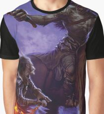 Elf Warrior vs Ogre Barbarian Graphic T-Shirt