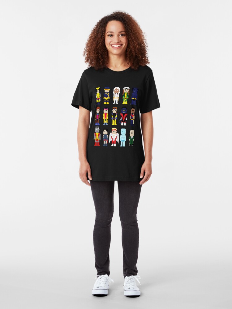 Alternate view of 8-Bit Superheroes: The New Mutants Slim Fit T-Shirt