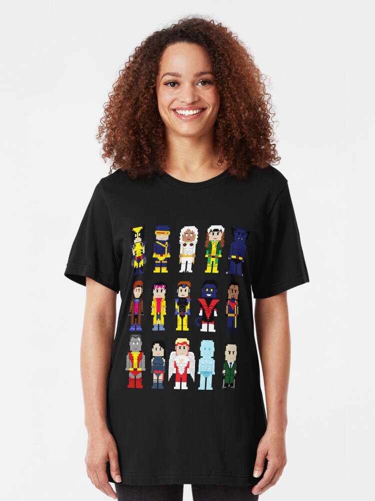 Alternate view of 8-Bit Superheroes: The New Mutants Slim Fit T-Shirt