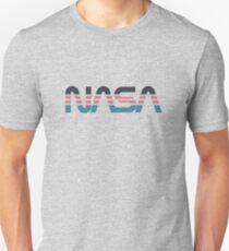 NASA Worm Retro Grey-Red-Blue Unisex T-Shirt