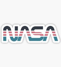 NASA Worm Retro Grey-Red-Blue Sticker