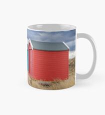 Coloured Beach Huts on Findhorn Beach, Scotland Classic Mug