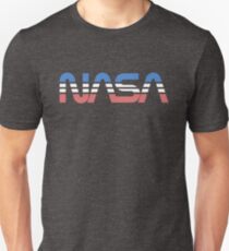 NASA-Wurm Retro Blau-Rot-Weiß Unisex T-Shirt