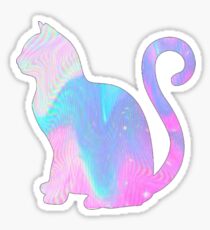 Holographic Trippy Galaxy Space Cat Sticker