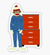 Sock Monkey Mechanic Sticker