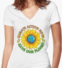 People's Climate Change March on Washington Justice 2017 Women's Fitted V-Neck T-Shirt