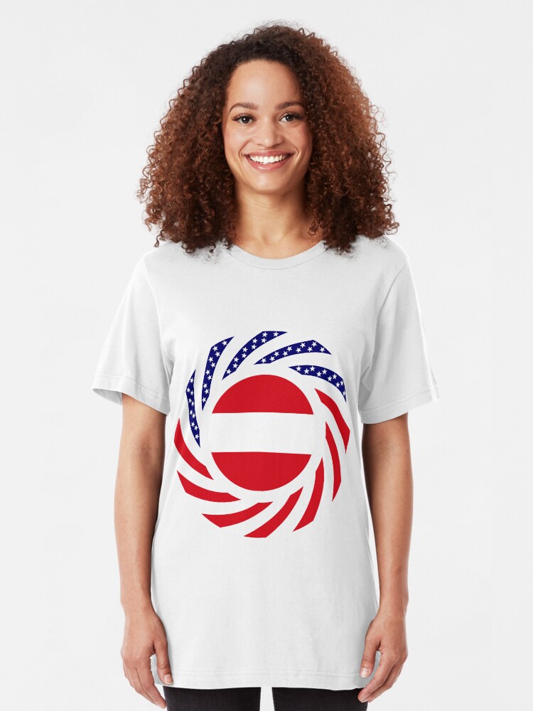 Alternate view of Austrian American Multinational Patriot Flag Series Slim Fit T-Shirt