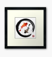 Japanese Koi Vintage Ink Shodo Framed Print
